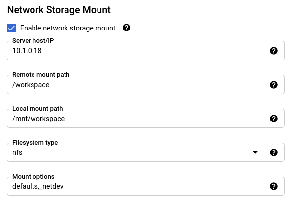 Configure the network storage